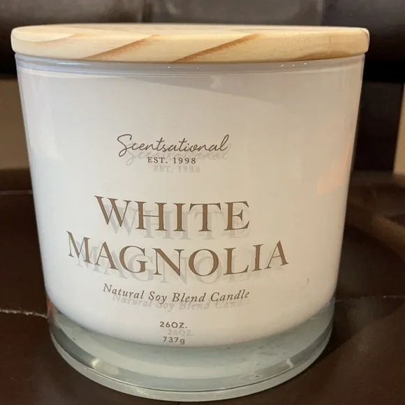Scentsational White Magnolia Candle Large Glass Jar 26oz Wick